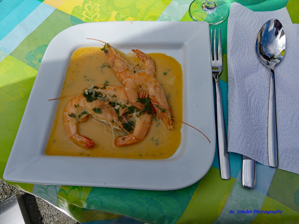 Garnelen mit Knoblauch und Kokosmilch